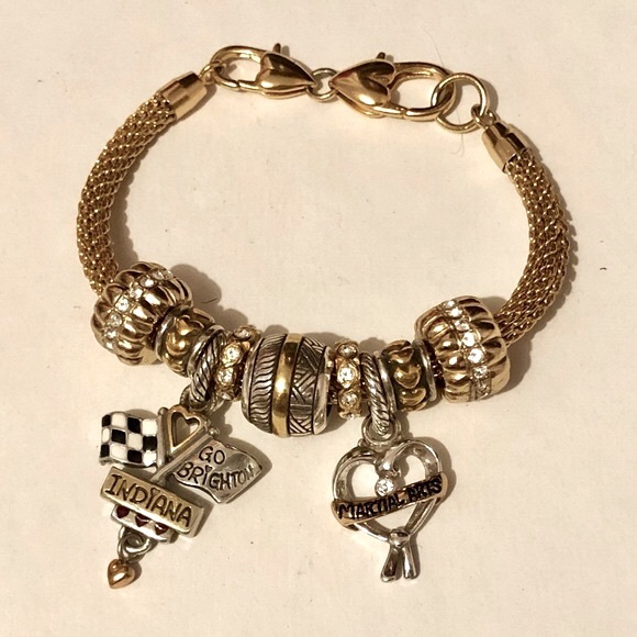 Two Brighton Hearts spacers in Silver-gold Narrow silver beads with gold hearts - Picture 6 of 8